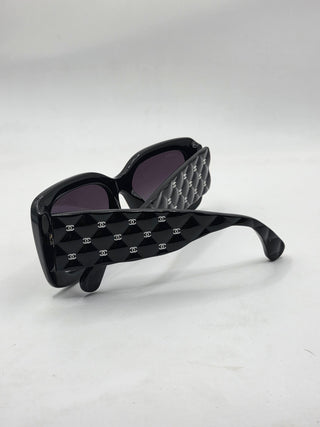 Chanel Black Interlocking CC Logo Square Sunglasses