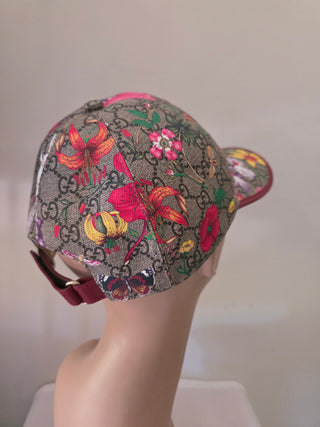 Gucci Beige GG Monogram floral Baseball Cap M sz