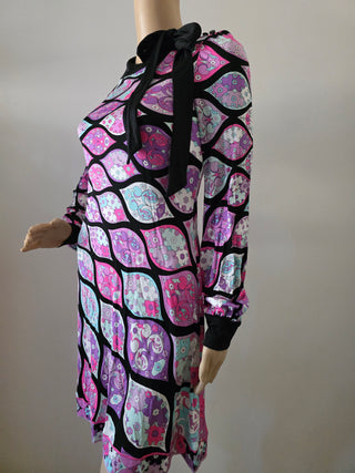 Emilio Pucci Purple Black multicolor printed Silk Mini Dress M sz