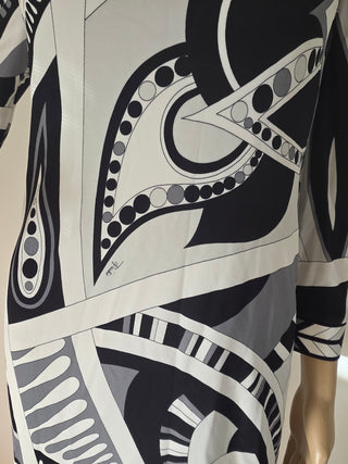 Emilio Pucci Black White Signature Printed Mini Dress S sz