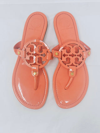 Tory Burch orange patent leather Reva thong sandals 9.5 US