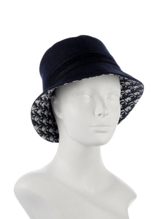 Christian Dior Navy Blue Logo Embroidered Canvas Bucket Hat M sz