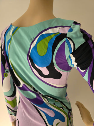 Emilio Pucci Blue Printed Knee-Length Dress S sz