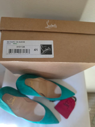 Christian Louboutin green suede So Kate Pointed-Toes pumps 41 sz