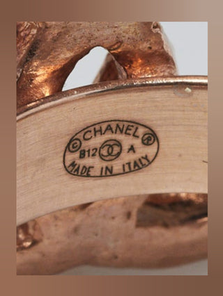 Chanel Pink Gold Metal and Pink Crystal CC Ring 6.5 sz