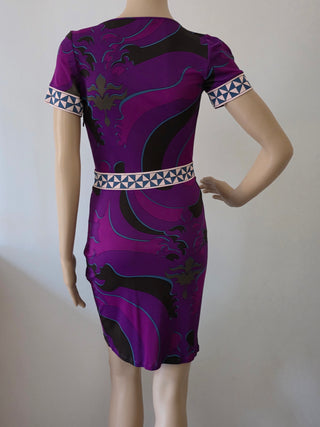 Emilio Pucci Purple Multicolor Signature Print Summer Dress 4 sz