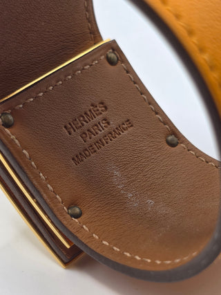 Hermès Brown Leather Gold Plated Kelly Dog Wrap Bracelet