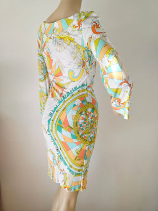 Emilio Pucci Multicolor Printed long-sleeved summer dress 38 sz