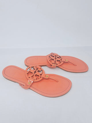Tory Burch orange patent leather Reva thong sandals 9.5 US