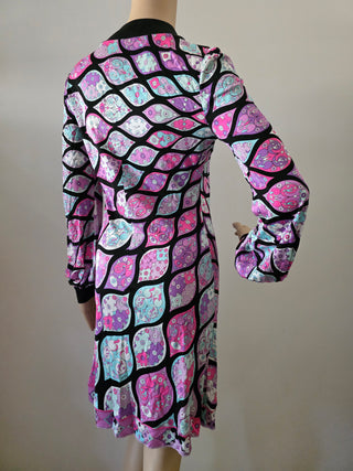 Emilio Pucci Purple Black multicolor printed Silk Mini Dress M sz