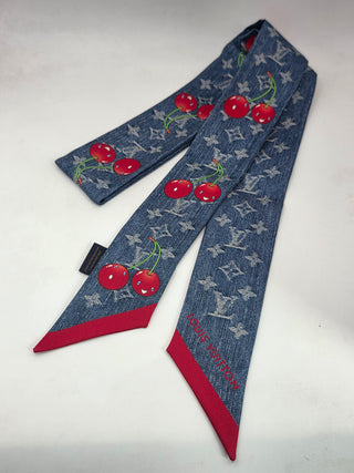 Louis Vuitton Blue LV X TM Silk Monogram Cerises Bandeau Denim