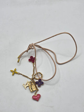 Louis Vuitton Gold-tone Sweet Monogram Enamel LV Charms Pendant Necklace