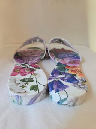 Dolce & Gabbana Multicolor Rubber DG logo Floral Print Slides 39 sz