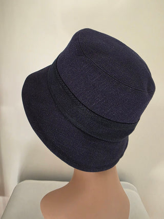 Christian Dior Navy Blue Logo Embroidered Canvas Bucket Hat M sz