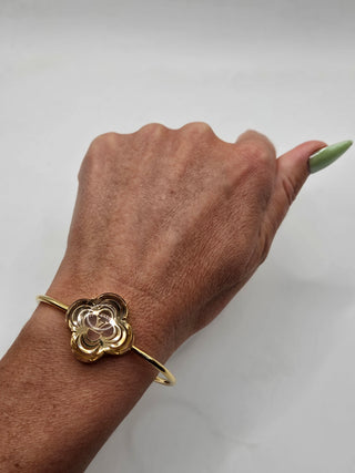 Louis Vuitton Gold-tone A La Folie LV logo Cuff Bracelet