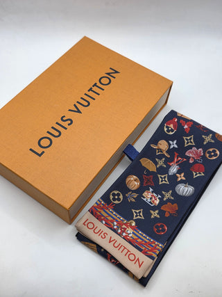 Louis Vuitton Black Navy Blue multicolor LV Monogram Silk Bandeau