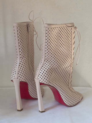 Christian Louboutin Beige perforated leather Gladiator boots 39.5 sz