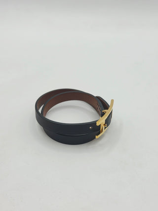 Hermès Black Leather Behapi Double Tour Bracelet