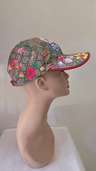Gucci Beige GG Monogram floral Baseball Cap M sz