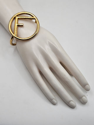 Fendi Gold-tone F Is Fendi Hinged Bangle Bracelet