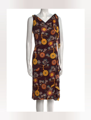 Chanel Brown Multicolor Interlocking CC Print Summer Dress 6 sz