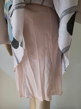 M Missoni Beige Metallic Striped Knee-Length Dress M sz