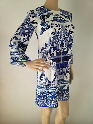 Dolce & Gabbana Blue Multicolor Silk Mini Dress IT38 sz