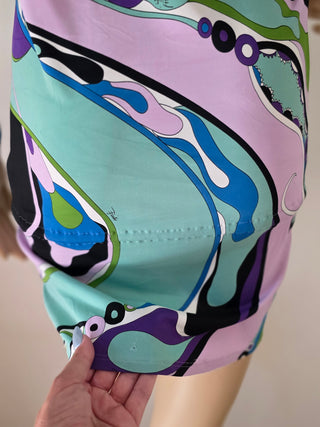 Emilio Pucci Purple Multicolor Signature Print long-sleeved dress 10 sz