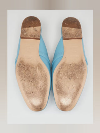 Hermes Ciel Blue Calfskin Leather Palladium Plated Oz Mules 38.5 sz