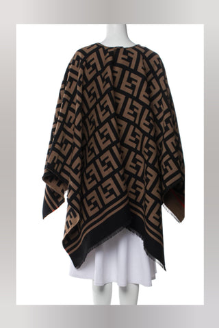 Fendi Brown FF Zucca Logo Pattern Oversized Shawl