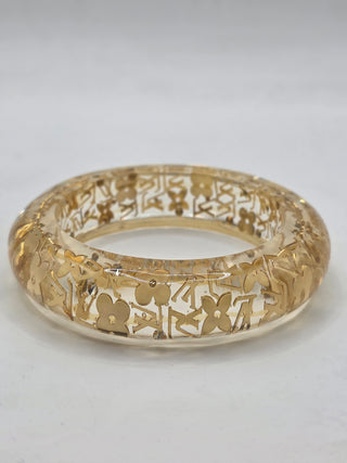 Louis Vuitton Gold-tone Crystal Resin Inclusions Bangle Bracelet