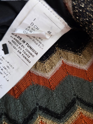 M Missoni Brown Multicolor Striped Merino Wool Mini Dress 10 sz