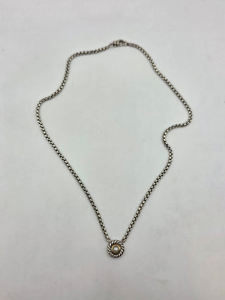 David Yurman Sterling Silver Pearl Cookie Pendant Necklace