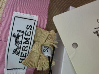 Hermès Beige Woven Straw Izia H Kilt Hat Size 59
