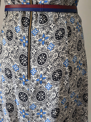Louis Vuitton Black multicolor LV Monogram 2016 Midi Belted Dress XS | US2, FR34