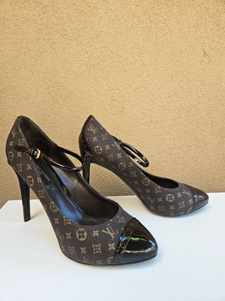Louis Vuitton Brown LV Monogram Nylon Pumps 37 sz