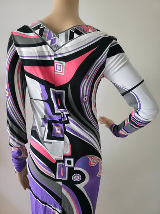 Emilio Pucci Purple Multicolor Signature Print Summer Dress S sz