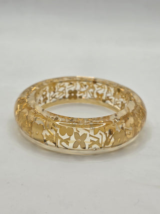 Louis Vuitton Gold-tone Crystal Resin Inclusions Bangle Bracelet