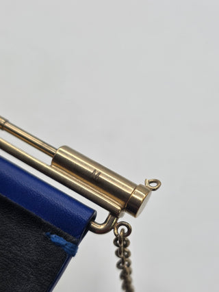 Chanel Blue Leather Interlocking CC Wide Wrap Bracelet M sz