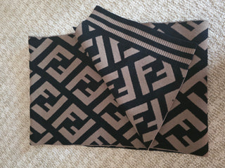 Fendi Brown FF Monogram Wool oversized scarf