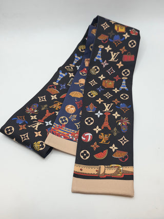 Louis Vuitton Black Navy Blue multicolor LV Monogram Silk Bandeau