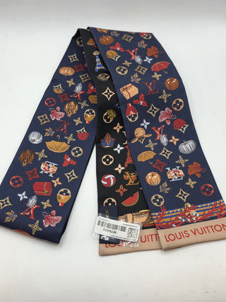 Louis Vuitton Black Navy Blue multicolor LV Monogram Silk Bandeau