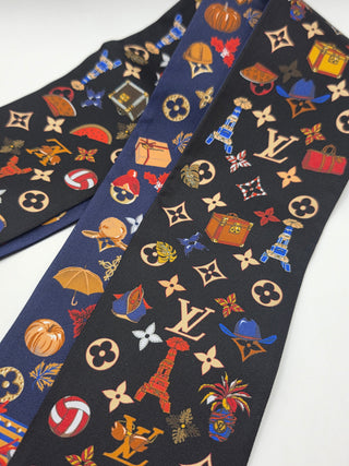 Louis Vuitton Black Navy Blue multicolor LV Monogram Silk Bandeau
