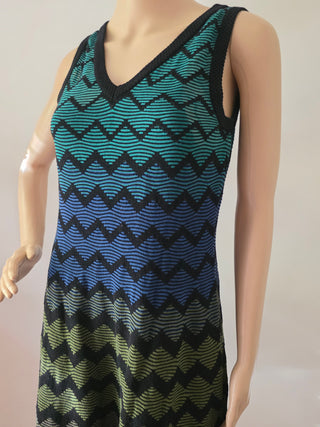 M Missoni Green multicolor Striped V-neck Mini Dress 8 US