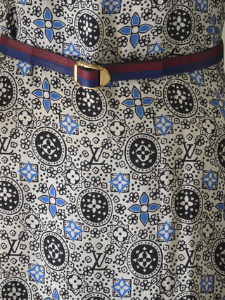 Louis Vuitton Black multicolor LV Monogram 2016 Midi Belted Dress XS | US2, FR34