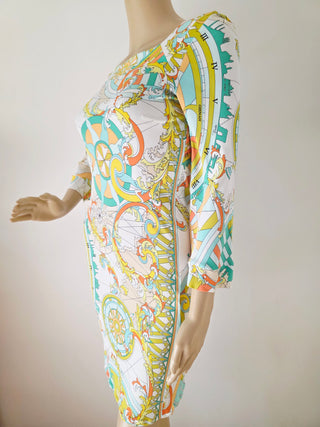 Emilio Pucci Multicolor Printed long-sleeved summer dress 38 sz