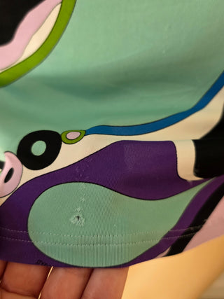 Emilio Pucci Purple Multicolor Signature Print long-sleeved dress 10 sz