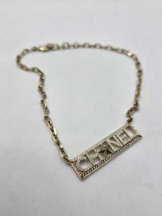 Chanel Gold-tone Strass Logo Pendant Necklace
