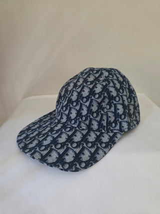 Christian Dior Blue Oblique Diorissimo Logo Baseball Cap S sz