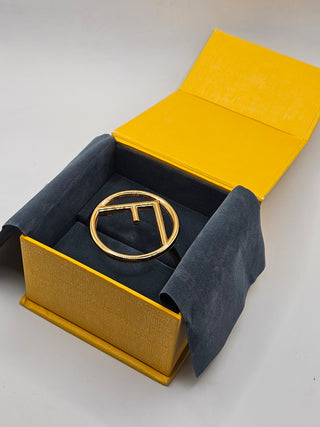 Fendi Gold-tone F Is Fendi Hinged Bangle Bracelet